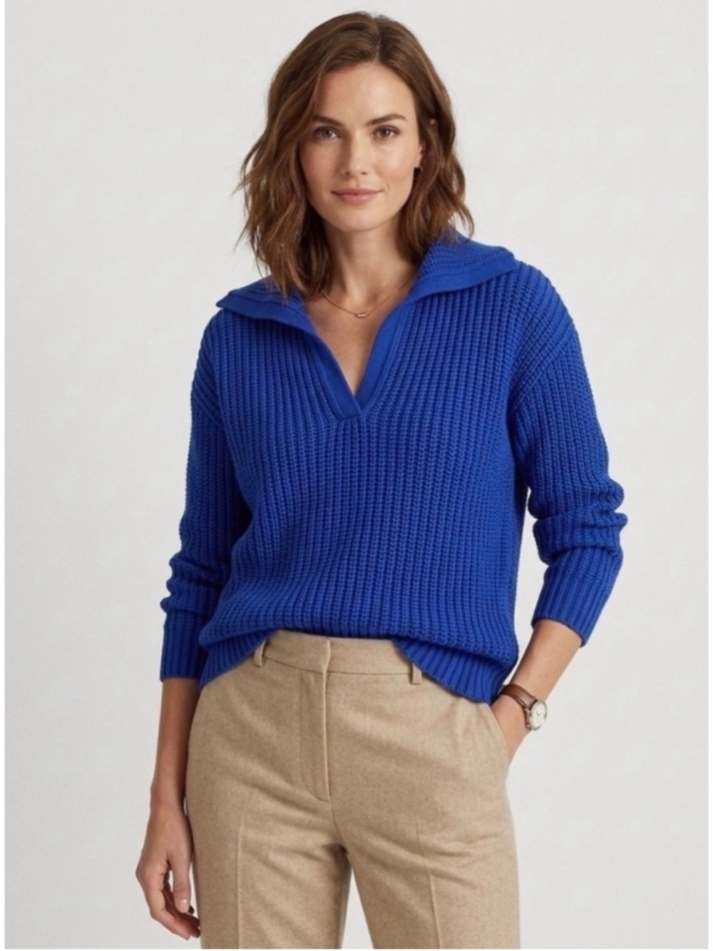 Women's Lauren Ralph Lauren Blue Knit Pullover Sweater Size XL